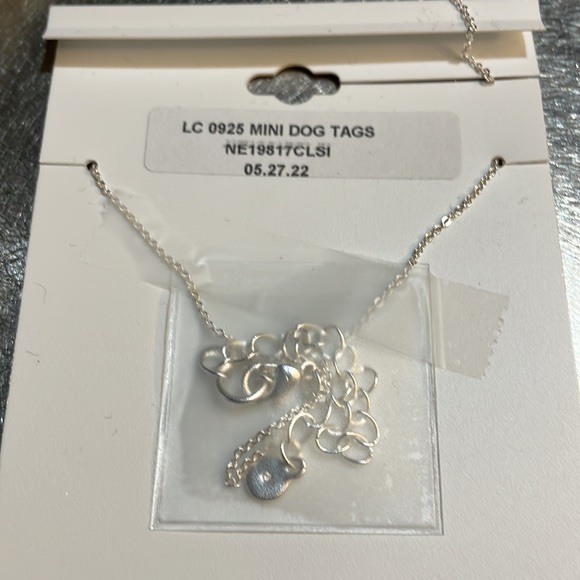 LC mini dog tag “H” silver tone cubic zirconia initial necklace, NWT - Picture 5 of 10